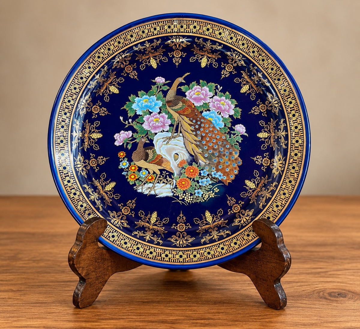 Kobalt Peacock – Vintage Japon Porselen Dekoratif Tabak